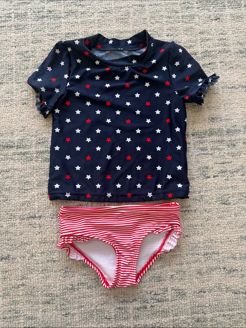 Carter's Navy Star Rashguard with Red & White Striped Bottom
